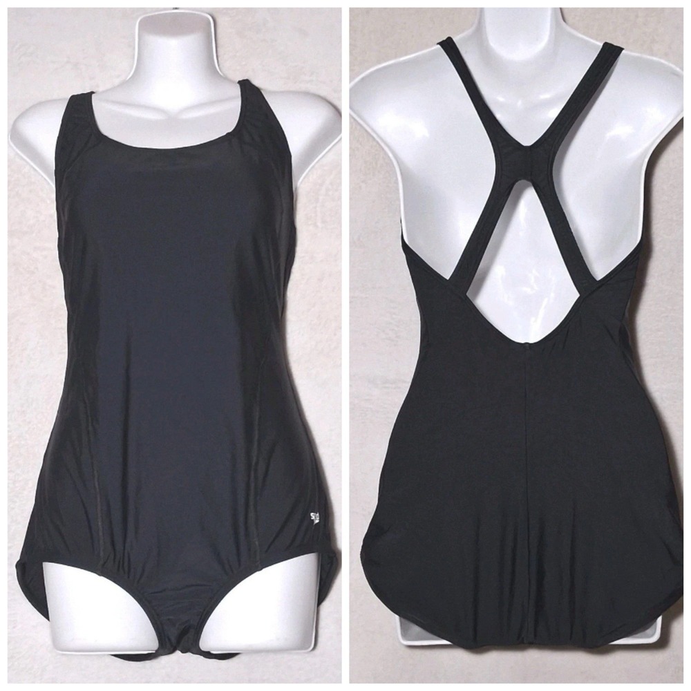 Speedo Women's Black One Piece Swimsuit Size 12 Classic Activewear Olympics